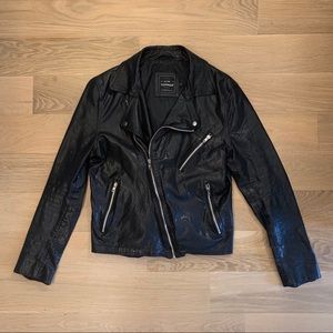 LEATHER BIKER JACKET - T O P M A N